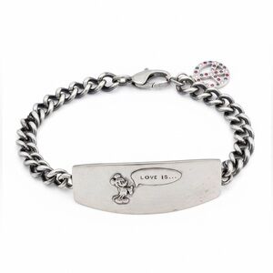 JASPER Mickey ‘Love Is’ 925 Sterling Silver & Ruby/ Sapphire/ Diamond Bracelet